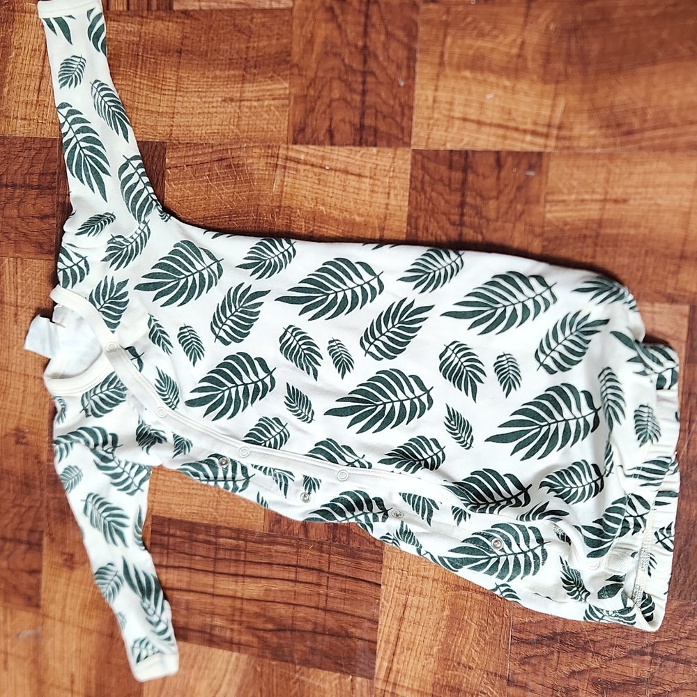 Parade Organics Cream and Green Leaf Onesie